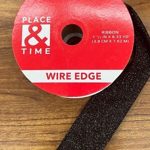 Place & Time Black Glitter Ribbon